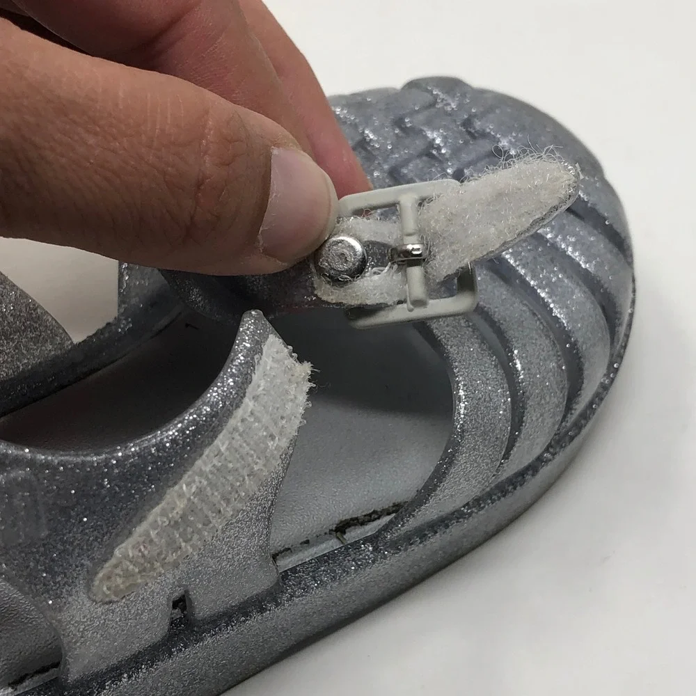 Mini Melissa Possesion Jelly Sandals Kids Size 7 Silver Glitter Cage Shoes
